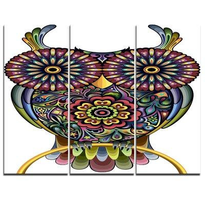 Made in Canada - Design Art Funny Owl - 3 Piece Graphic Art on Wrapped Canvas Set in Arts & Collectibles