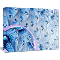 Made in Canada - Design Art Light Blue Fractal Abstract Flower Graphic Art on Wrapped Canvas
