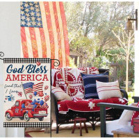 The Holiday Aisle® 4Th Of July Garden Flags For Outside,Patriotic American Truck With Flags Buffalo Plaid Small Yard Fla
