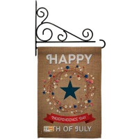 Breeze Decor Independence Day - Impressions Decorative Metal Fansy Wall Bracket Garden Flag Set GS111068-BO-03