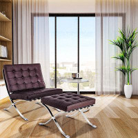 Orren Ellis 32.7 x 30.3 x 19.1_Mid-Century Foldable Lounge Chair With Ottoman