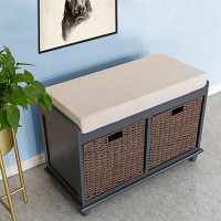 Charlton Home Storage Bench with 2 Drawers