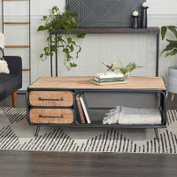 Williston Forge Cole And Grey Industrial Iron Coffee Table