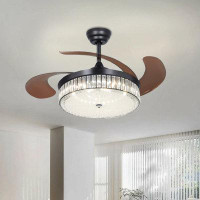 House of Hampton 42" Fiachra 4 - Blade LED Smart Crystal Ceiling Fan with Remote Control and Light Kit Included