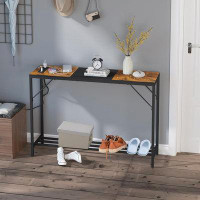 17 Stories Console Table With Outlet And 2 USB Ports, 41.7” Entryway Table With Storage Shelf, Narrow Sofa Table Behind