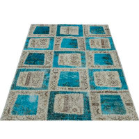 Rug N Carpet Iskece Turquoise Vintage Wool Handmade Area Rug
