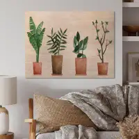 Bay Isle Home™ Duo Of Potted Flowers House Plants - Farmhouse Wood Wall Art Panels - Natural Pine Wood