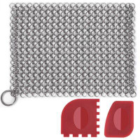 Amagabeli Stainless Steel Cast Iron Cleaner 8”X6” 316 Chainmail Scrubber Pan Cleaning Tools Set