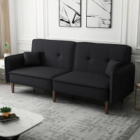 Ebern Designs Futon Sofa with Solid Wood Leg