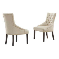 Lark Manor Haygarden 25"W 39.75"H Tufted Upholstered Dining Chair With Linen Fabric