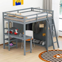 Harriet Bee Hayah Full Size Loft Bed with Wardrobe and Desk