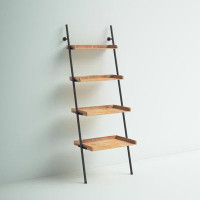 Steelside™ Derry 72.0'' H x 28.0'' W Solid Wood Ladder Bookcase