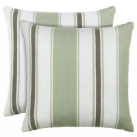 Latitude Run® Pack Of 2 Outdoor Pillow With Inserts, 18" X 18" - Green Strip