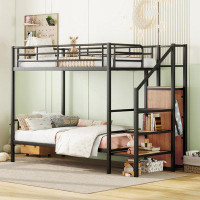 Isabelle & Max™ Full Size Metal Bunk Bed With Lateral Storage Ladder