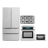 Cosmo 4 Piece Kitchen Package 36" Gas Cooktop 24" Single Electric Wall Oven 24" Built-in Microwave Drawer & Energy Star