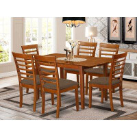 Lark Manor Adonica 7 - Piece Butterfly Leaf Rubberwood Solid Wood Dining Set