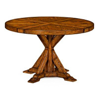 Jonathan Charles Fine Furniture Casually Country Walnut Solid Wood Pedestal Dining Table