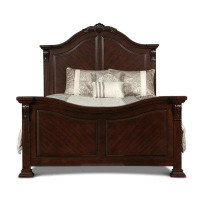 Darby Home Co Sadowa Bed, Curved Headboard, Carved Crown Top Design,