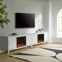 Wade Logan Belem TV Stand for TVs up to 55" with Removable Electric Fireplace Included (Set of 2)