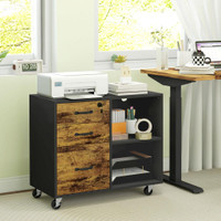 File Cabinet 31.5" W x 15.7" D x 25.8" H Rustic Brown and Black