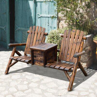 Millwood Pines Gwen Solid Wood Double Adirondack Chair with Table