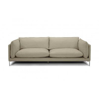 HomeRoots 96" Taupe Top Grain Leather Standard Sofa