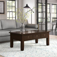 Union Rustic Zytavion Solid Wood 4 Legs Coffee Table with Storage