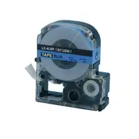 Weekly Promo! Epson LC-4LBP LabelWorks Standard LK Label Tape, 12mm, Black On Blue, SC12BW,  Compatible