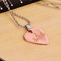 Guitar Pick Necklace Zinc alloy Pendant Guitar Accessory Rose Gold Free Shipping