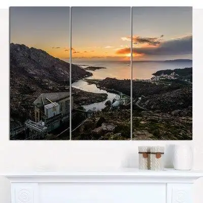 Made in Canada - Design Art 'Ezaro Panorama Galicia Spain' Photographic Print Multi-Piece Image on Canvas