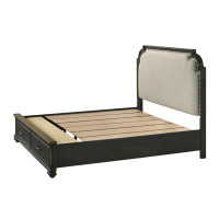 Saflon Nakia Fabric Upholstered Storage Platform Bed