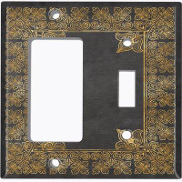 WorldAcc Metal Light Switch Plate Outlet Cover (French Victorian Frame Black 4 - (L) Single GFI / (R) Single Toggle)