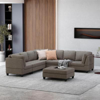Latitude Run® Alstrom Fabric 7 Seater Tufted Sectional Sofa