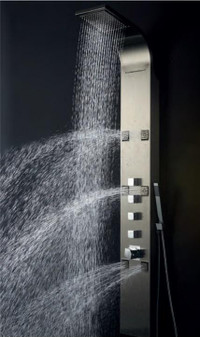 Pierdeco Design 65 1/4 In x 8 1/4 In W - Brushed Stainless Steel Shower Column PD-811 S – AquaMassage