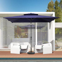 Arlmont & Co. 9' Navy Blue Polyester Rectangular Tilt Market Patio Umbrella