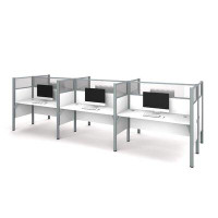 Bestar Pro-Biz Six-Straight Desk Workstation with 6 Privacy Panels (Pre Workstation) Benching Desk