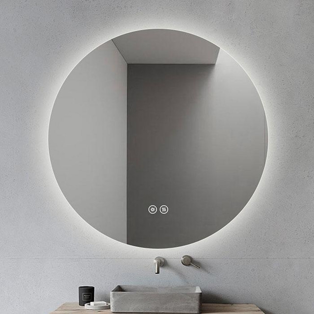 Round LED Bathroom Mirror ( W= 24, 28, 32 & 36 ) w Touch Button, Anti Fog, Dimmable, Vertical Mount in Floors & Walls - Image 4