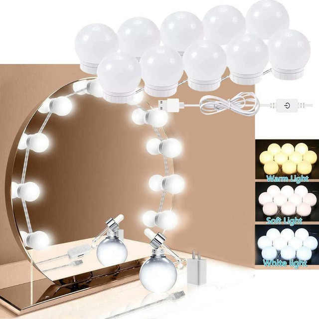 NEW 10 LED HOLLYWOOD VANITY MAKEUP MIRROR LIGHTS WL7001 in Other in Alberta