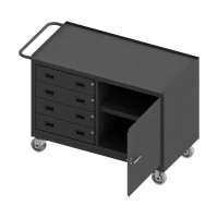 WFX Utility™ Durham 209BD969B77B4DE89FCC97E55603428B Mobile Bench Cabinet, 2 Shelf, 4 Drawers