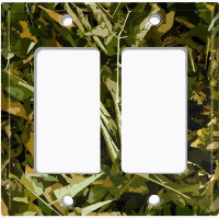 WorldAcc Metal Light Switch Plate Outlet Cover (Foliage Camouflage - Double Rocker)
