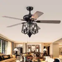 Red Barrel Studio Balf 5 - Blade Chandelier Ceiling Fan with Pull Chain and Light Kit Included