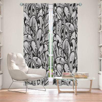 East Urban Home Lined Window Curtains 2-panel Set for Window Size Metka Hiti Leafs and Flowers Black White