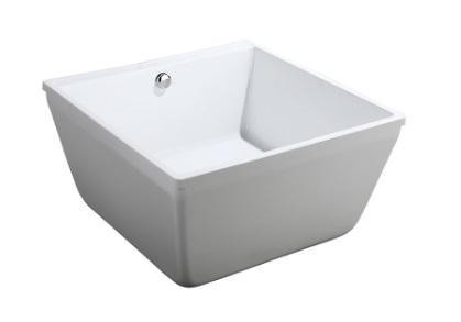 Bologna 47x47 in Square Acrylic FreeStanding Deep Soaking, Seamless Joint Bathtub in High Gloss White Centre Drain  BHC in Cabinets & Countertops - Image 3