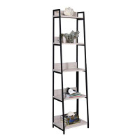 Latitude Run® Halsey Natural And Black 5-Tier Ladder Bookshelf