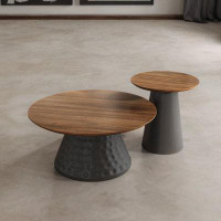 HIGH CHESS Nordic solid wood round coffee table simple living room modern light luxury design retro tea table