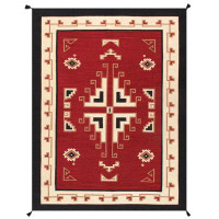 Pasargad Rectangle Tuscany Southwestern Handmade Flatweave Wool Area Rug in Black/Red/White