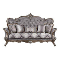 House of Hampton Elozzol Sofa With 5 Pillows In Fabric & Antique Bronze Finish