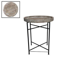 17 Stories DISTRESSED ROUND TABLE FOLDABLE