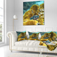 East Urban Home Seascape Barrier Reef Underwater Scene Pillow