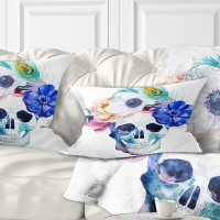 East Urban Home Floral Anemones and Scull Lumbar Pillow